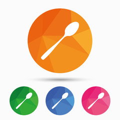Eat sign icon. Cutlery symbol. Diagonal teaspoon