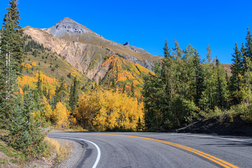 Highway in Colorado Mountains in Autumn