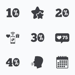 Sale discount icons. Special offer price signs.