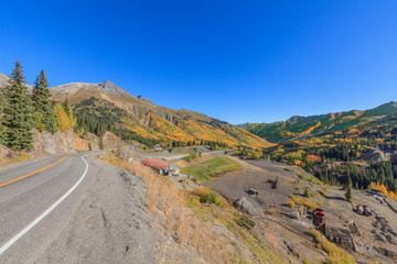 Highway in Colorado Mountains in Autumn