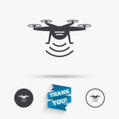 Drone icon. Quadrocopter symbol.