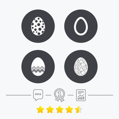 Easter eggs signs. Circles and floral patterns.