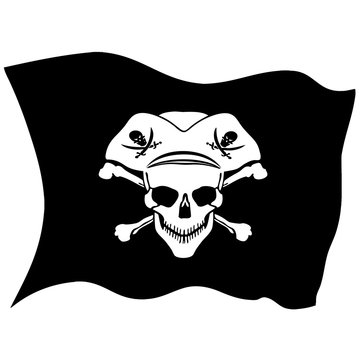 Pirate symbol Jolly Roger skull. vector flag 