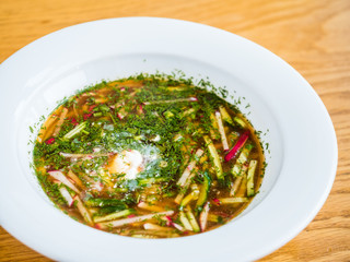 Russian traditional soup okroshka
