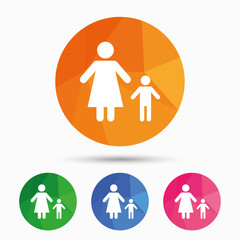 One-parent family with one child sign icon.