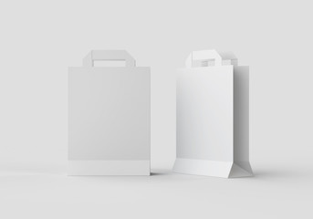 White Paper bag mock-up template for branding identity on gray background for graphic designers...