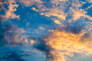 colorful dramatic sky with cloud at sunset
