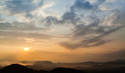 Fototapeta premium colorful dramatic sky with cloud at sunset 