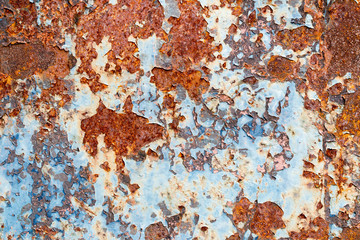 A background of peeling paint and rusty old metal