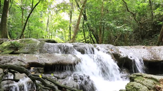 waterfall in tropical forests at sra nang manora forest park, Thailand