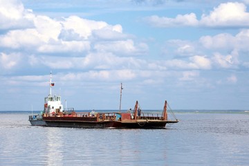Fototapeta premium Ferry on the river. 1