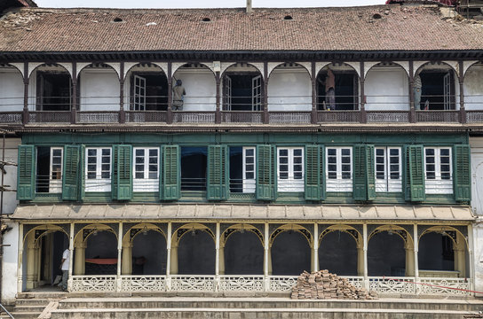 Basantapur Durbar after major earthquake in 2015 and reconstruction is on going, Kathmandu Durbar Square, Nepal.