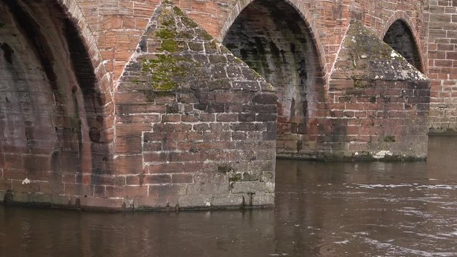 Dumfries River Nith Bridge close up Scotland. Dumfries a market town and former royal burgh of Scotland. On the River Nith in the Solway Firth.  Founded during Roman occupation of North Great Britain.
