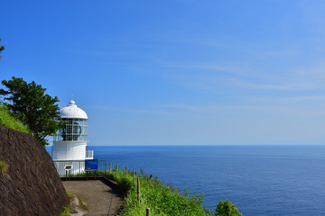 歩道と室戸岬灯台