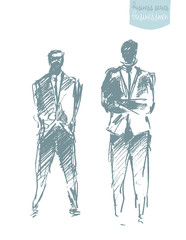 Fototapeta na wymiar Set of a standing businessman. Concept vector.