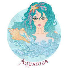 Astrological sign of Aquarius as a beautiful girl