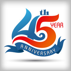 Template logo 45th anniversary vector illustrator.celebration logo color number design, anniversary...