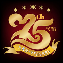 75th Year anniversary design logo with blue ribbon