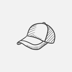 Baseball hat sketch icon.