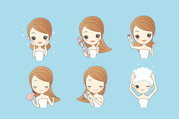 cartoon woman is doing salon