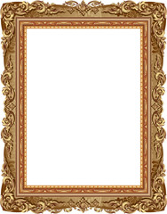 Gold photo frame with corner line floral for picture, Vector design decoration pattern style.frame floral border template,wood frame design is patterned Thai style.frame gold metal beautiful corner.