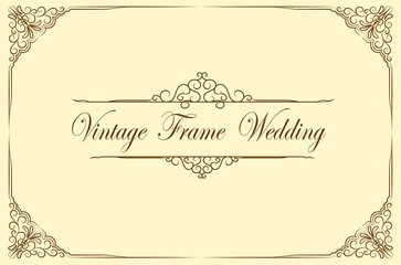 Gold photo frame with corner line floral for picture, Vector design decoration pattern style.frame...
