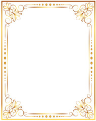 gold decorative horizontal floral elements, corners, borders, frame, crown. Page decoration.