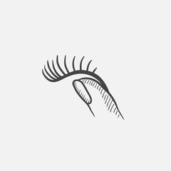 False eyelashes sketch icon.