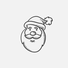 Santa Claus face sketch icon.