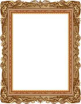 Gold photo frame with corner line floral for picture, Vector design decoration pattern style.frame floral border template,wood frame design is patterned Thai style.frame gold metal beautiful corner.