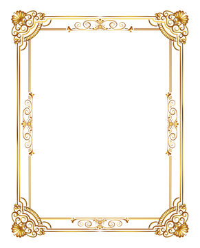 gold decorative horizontal floral elements, corners, borders, frame, crown. Page decoration.