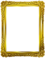 Gold photo frame with corner line floral for picture, Vector design decoration pattern style