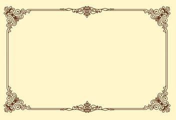 Vintage frame retro decoration corner template design.Gold photo frame with corner line floral for picture, Vector design decoration pattern style.frame floral border template illustration