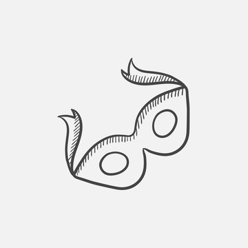 Carnival mask  sketch icon. 