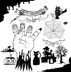 con Halloween silhouette hand drawn