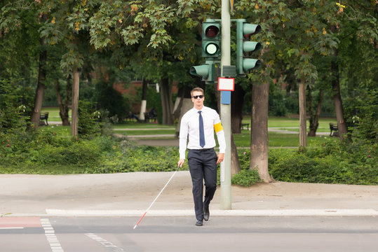 Blind Man Crossing Road