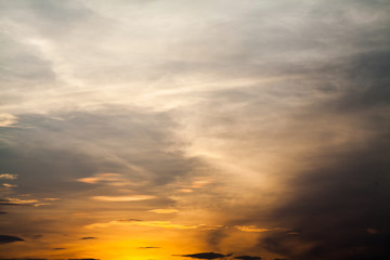colorful dramatic sky with cloud at sunset