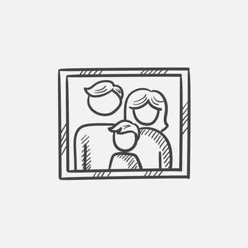 Family photo sketch icon.