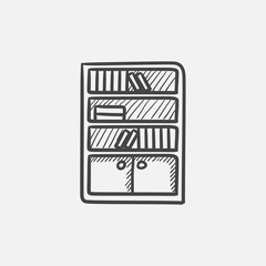 Bookcase sketch icon.