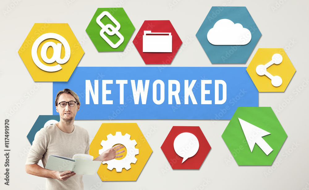 Wall mural networked networking internet connection concept