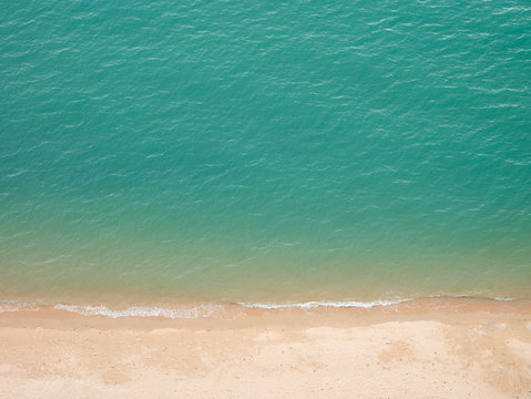 Top View Bird Eye Of Sea Sand Beach Background Concept