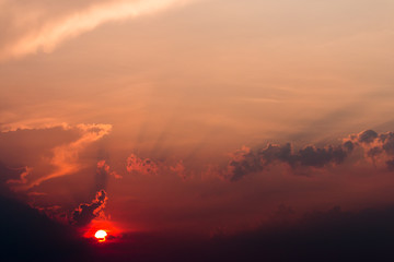 colorful dramatic sky with cloud at sunset