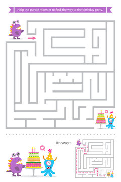 Labyrinth game with cute monsters