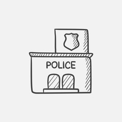 Police station  sketch icon.