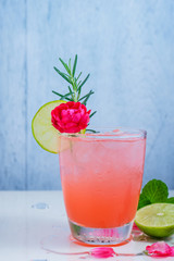 Refreshing summer drink with Strawberry in glasses