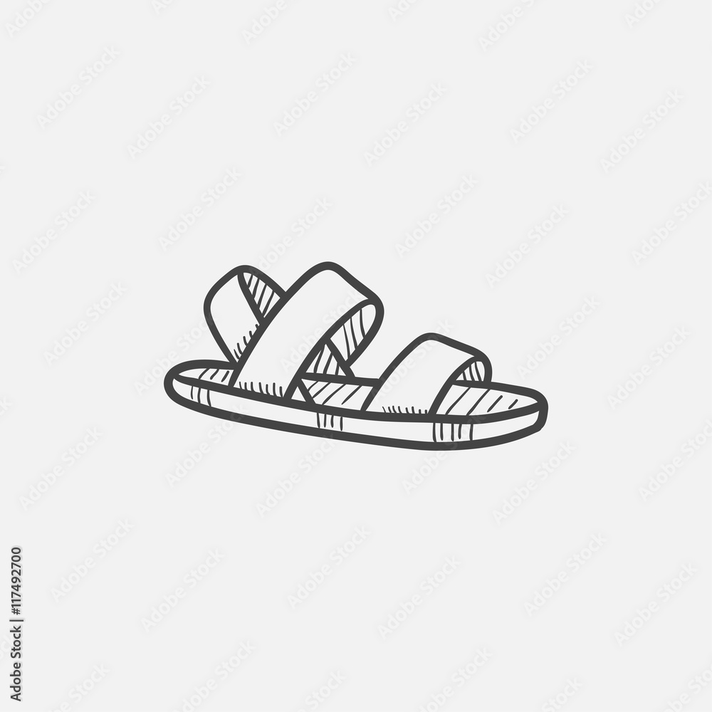 Sticker Sandal sketch icon.