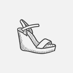 Women platform sandal sketch icon.