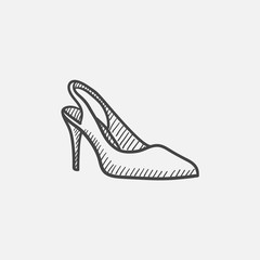 Fototapeta premium High heel shoe sketch icon.