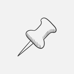Pushpin sketch icon.
