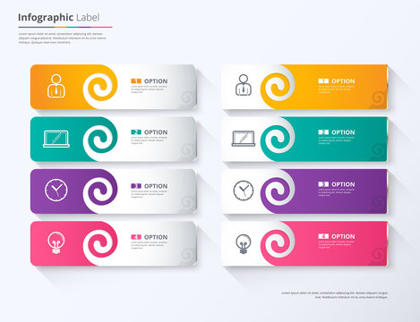 Label infographic design, Twirl tag label template. vector stock